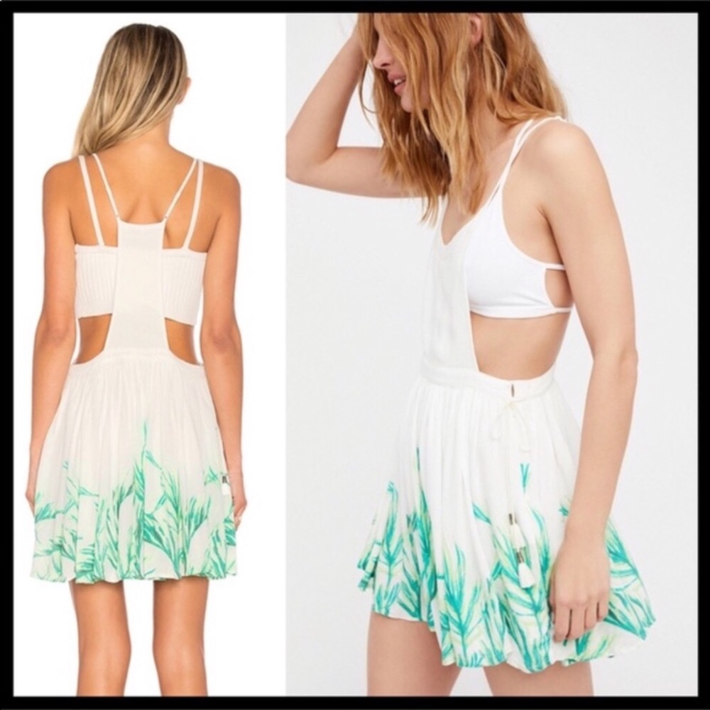 FREE PEOPLE WHITE BOHO PRINT SLIP MINI DRESS A3C - Picture 2 of 8